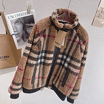 バーバリー コピー Brown チェック柄 カシミア Wool フリースジャケット Bak84791