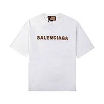 バレンシアガ×グッチ 偽物 ブラウンロゴ ホワイトTシャツ guw80192