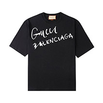 グッチ 偽物 ×バレンシアガ ロゴ Tシャツ ブラック guk71454