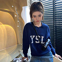 サンローラン コピー トレーナー YSL スウェットシャツ ブルー Sab58325