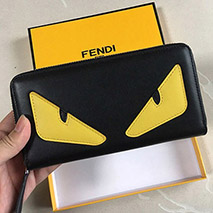 フェンディ 偽物 ブラックレザー ジップウォレット 長財布 バッグ バグズ feh99103