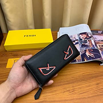 フェンディ コピー ジップアラウンド 長財布 ブラック バッグ バグズ ジッパーウォレット カスタマイズ fen64906