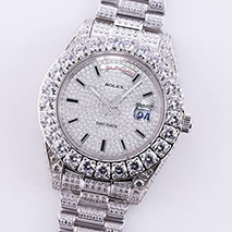 ロレックス コピー 時計 デイデイト 39MM メンズ シルバー 全面ダイヤ roj83110